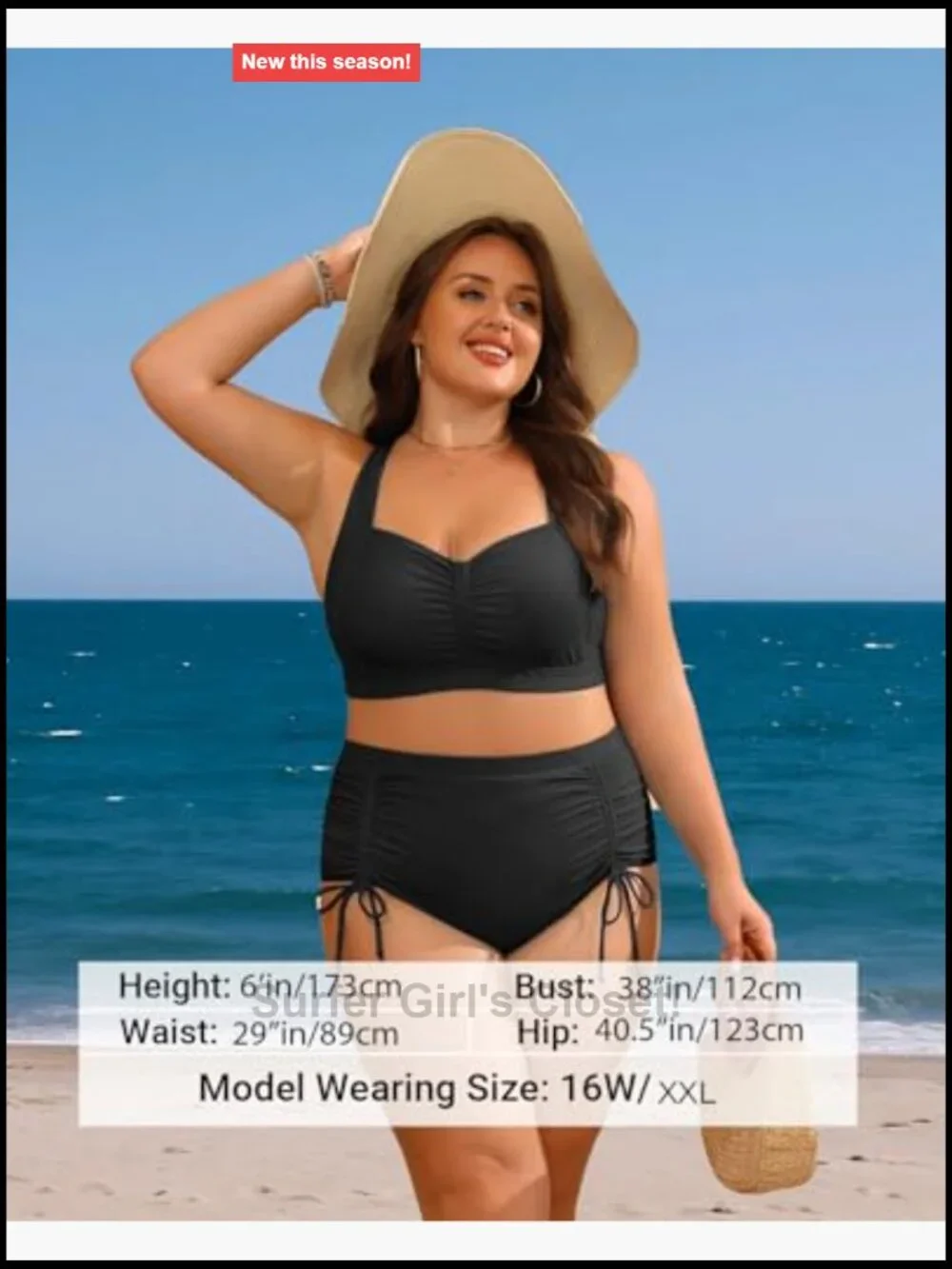 Plus Size High Waisted Bikini Set Tummy Control Ruched Bottom Two Piece Swimwear